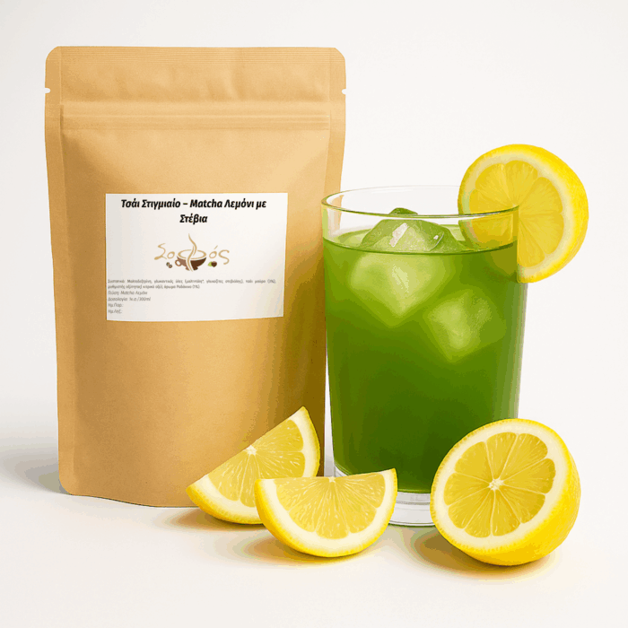 Ice Tea Matcha Λεμόνι  Με Στέβια - Vegan Στιγμιαίο Τσάι - Image 1